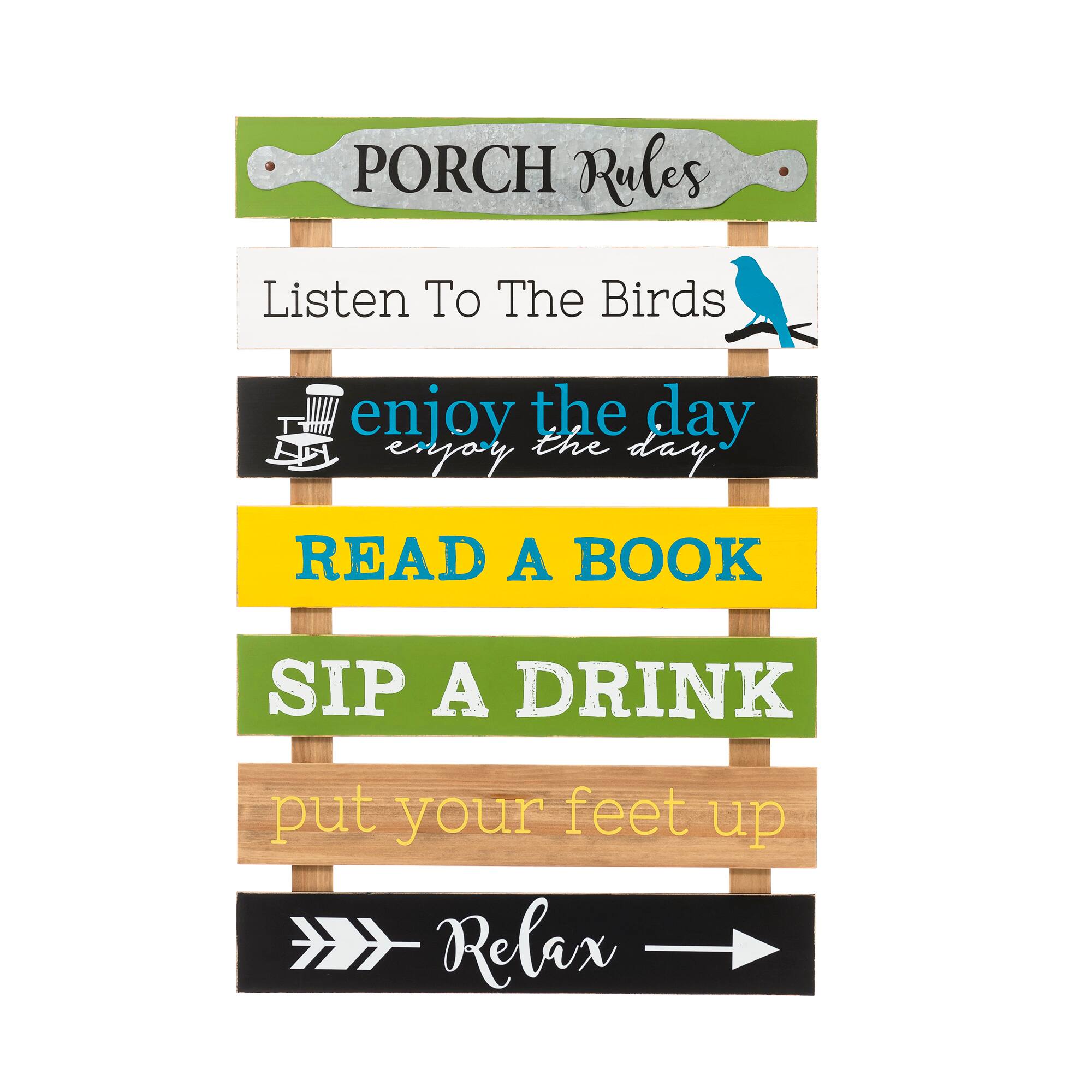 Glitzhome® 36" Rustic Wooden Porch Rules Sign